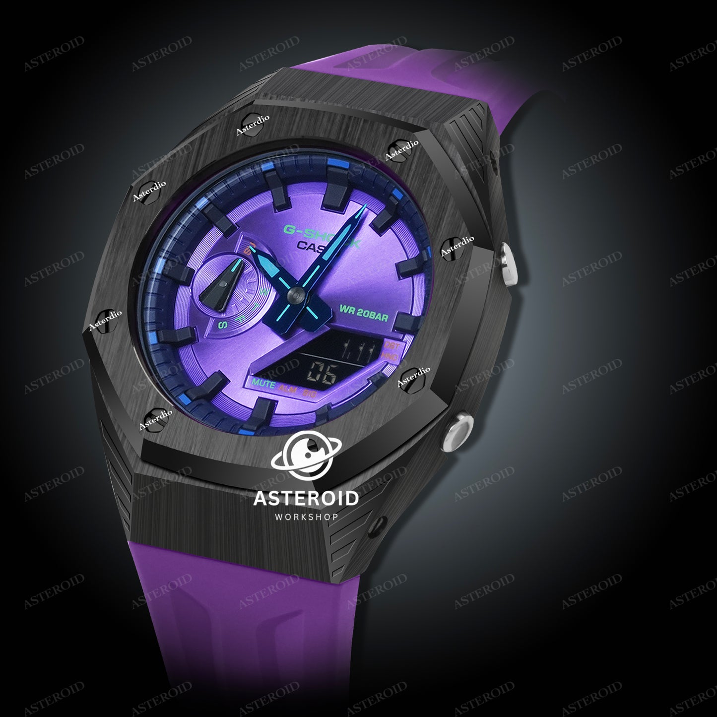 Black Case Purple Strap Black Time Mark Purple Dial